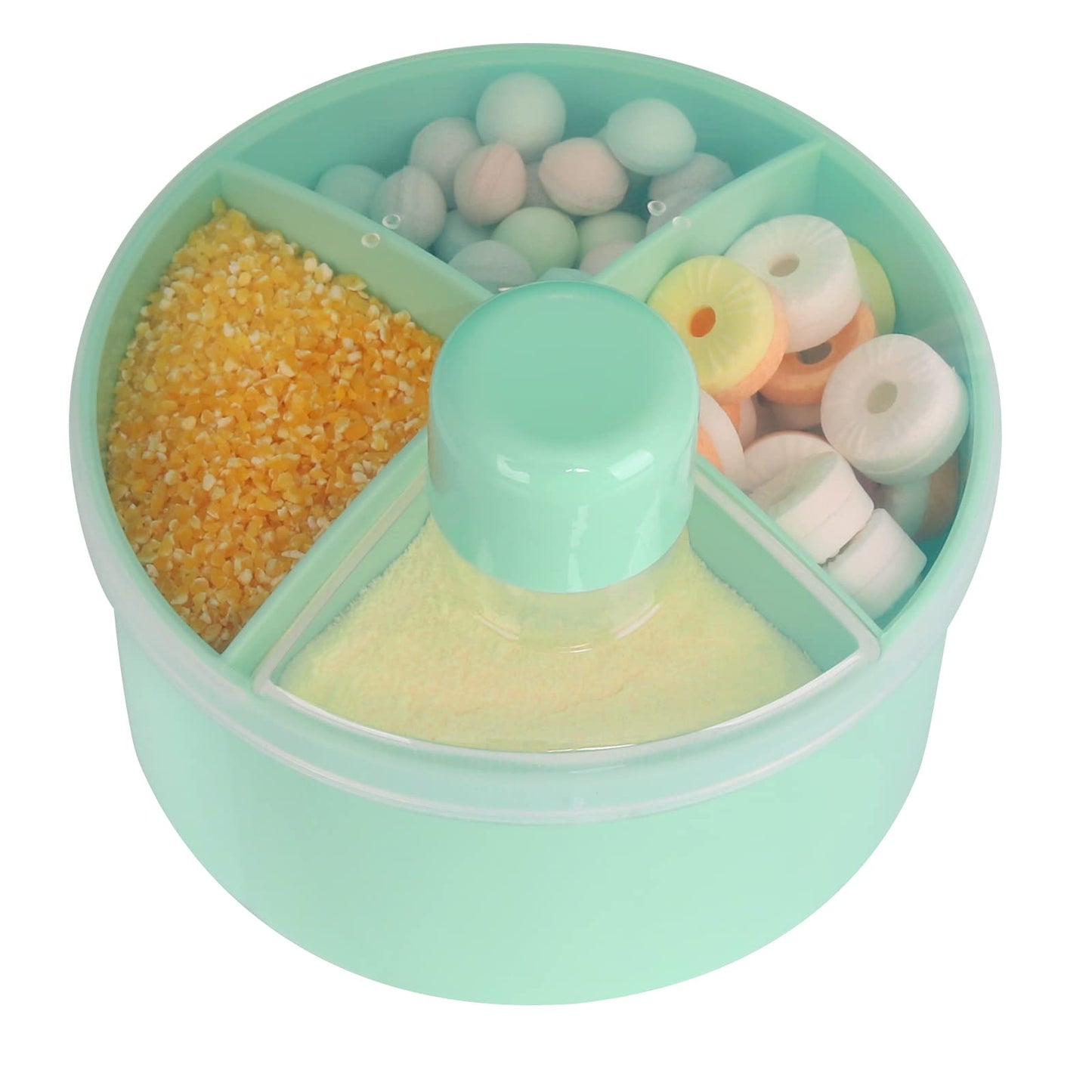 Accmor Formula Dispenser On The Go, Non-Spill Rotating Four-Compartment Formula Container To Go, Milk Powder Snack Storage Conta