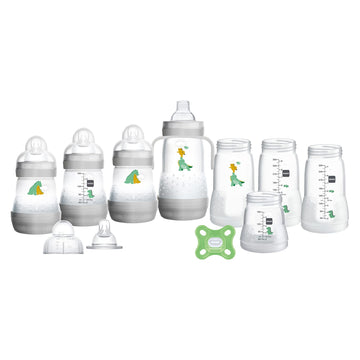 Mam Grow With Baby 15-Piece Gift Set, Newborn 0-4 Months, Anti-Colic Bottles And Silicone Nipples Skinsoft, Essential Baby Items