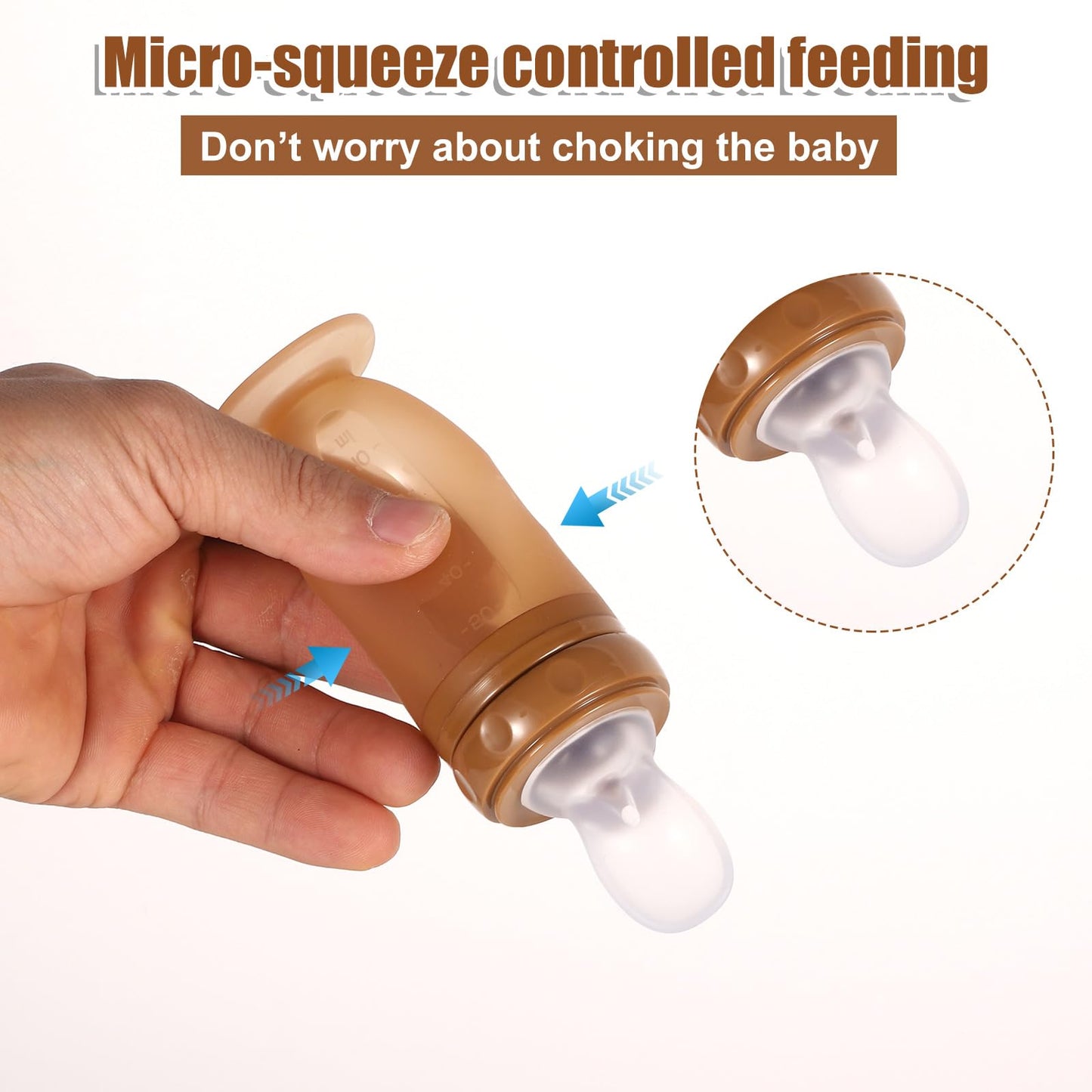 Baby Food Bottle, 3-In-1 Silicone Food Dispensing Squeeze Feeder Multifunctional Baby Milk Bottle Weaning Bottles With Dispensin