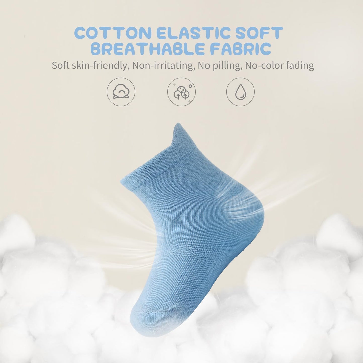 Aroveea Non Slip Grip Ankle Baby Socks 5-7 Years Old For Toddler Boys And Girls Kids Socks 12 Pack, Cute Cotton Baby Socks