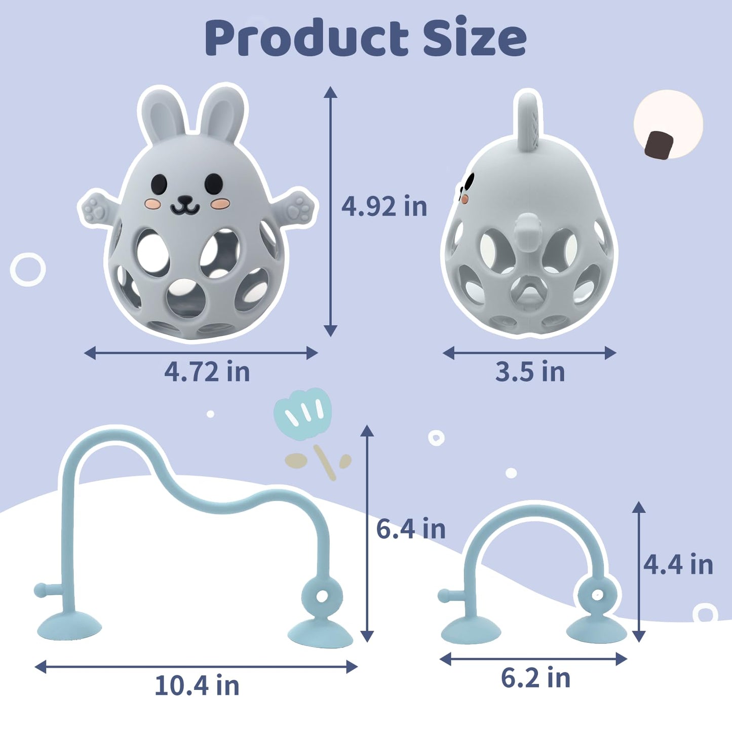 Baby High Chair Suction Toys Teething Chew - Baby Teething Toys Silicone Teethers, Table Toys, Food Grade Silicon for 6 12 18 Mo