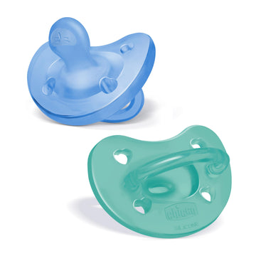 Chicco Physioforma 100% Soft Silicone One Piece Pacifier For Babies 6-16 Months | Bpa & Latex Free | Reusable Case | Blue/Green,