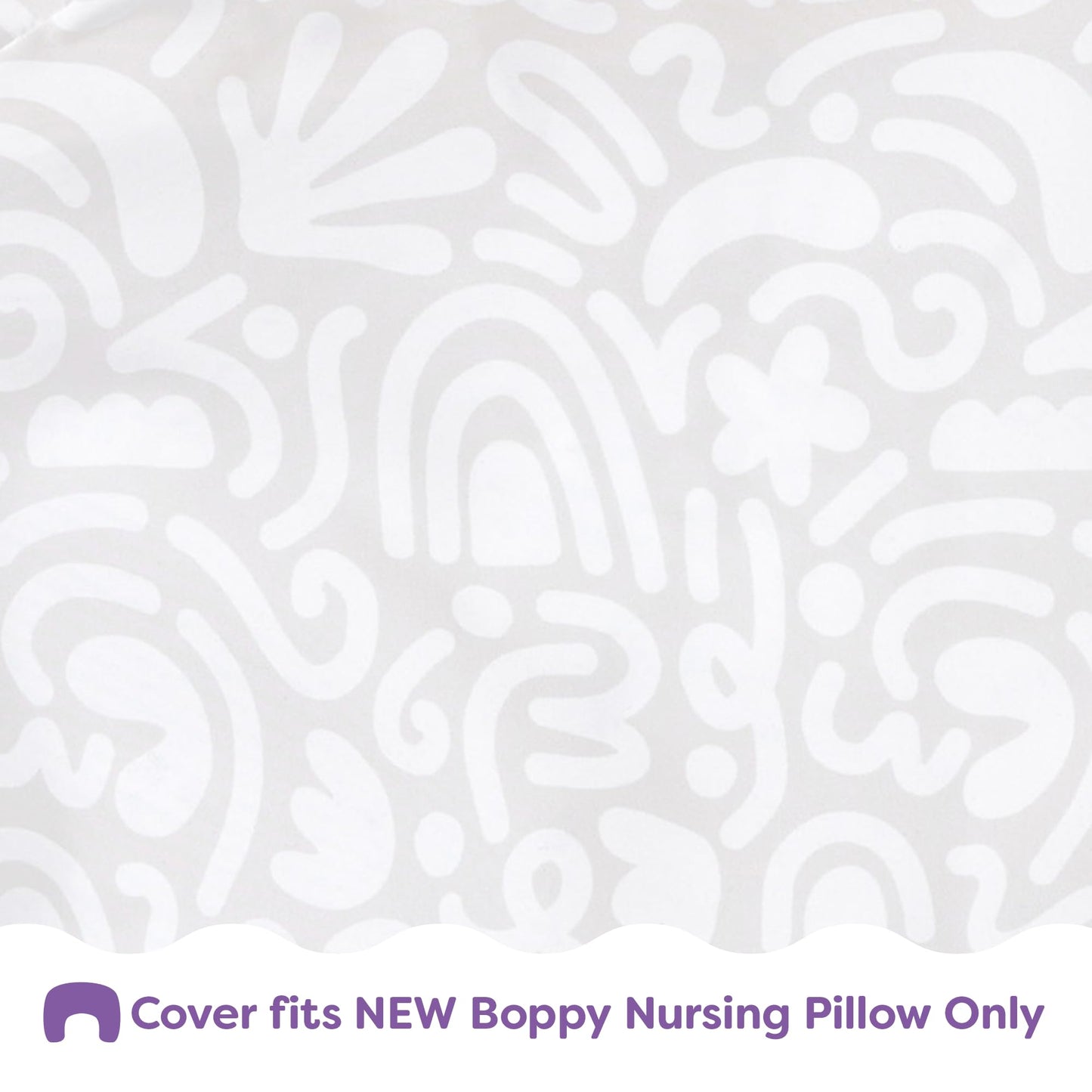 Boppy Nursing Pillow Cover, Cream Retro Squiggles, Single Cover, Easy-On Slipcover With Extra Soft 100% Polyester Microfiber Fab