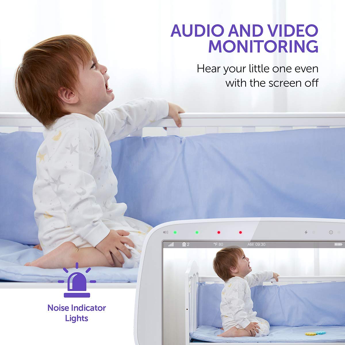 Hipp Baby Monitor, 5' 720P Video Baby Monitor With Pan-Tilt-Zoom Camera, Audio And Visual Monitoring, Infrared Night Vision And