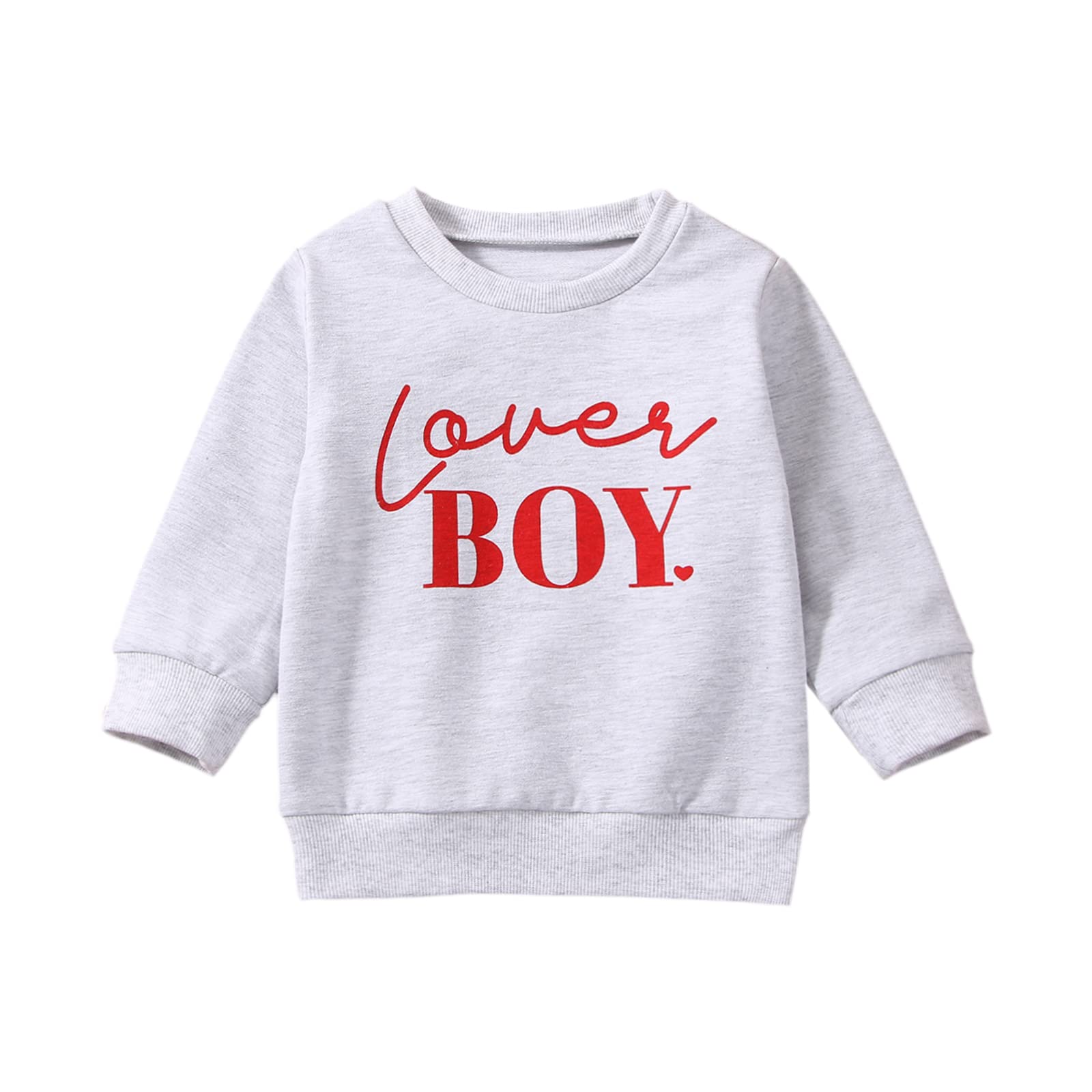Karuedoo Toddler Baby Boy Girl Valentines Day Outfit Crewneck Sweatshirt Pullover Top Letter Print Long Sleeve T-Shirt Blouse (L