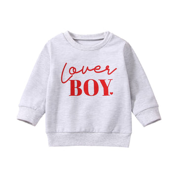 Karuedoo Toddler Baby Boy Girl Valentines Day Outfit Crewneck Sweatshirt Pullover Top Letter Print Long Sleeve T-Shirt Blouse (L
