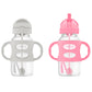 Dr. Brown'S Milestones Wide-Neck Sippy Straw Bottle With 100% Silicone Handles And Weighted Straw, 9 Oz/270 Ml, Gray & Pink, 6M+