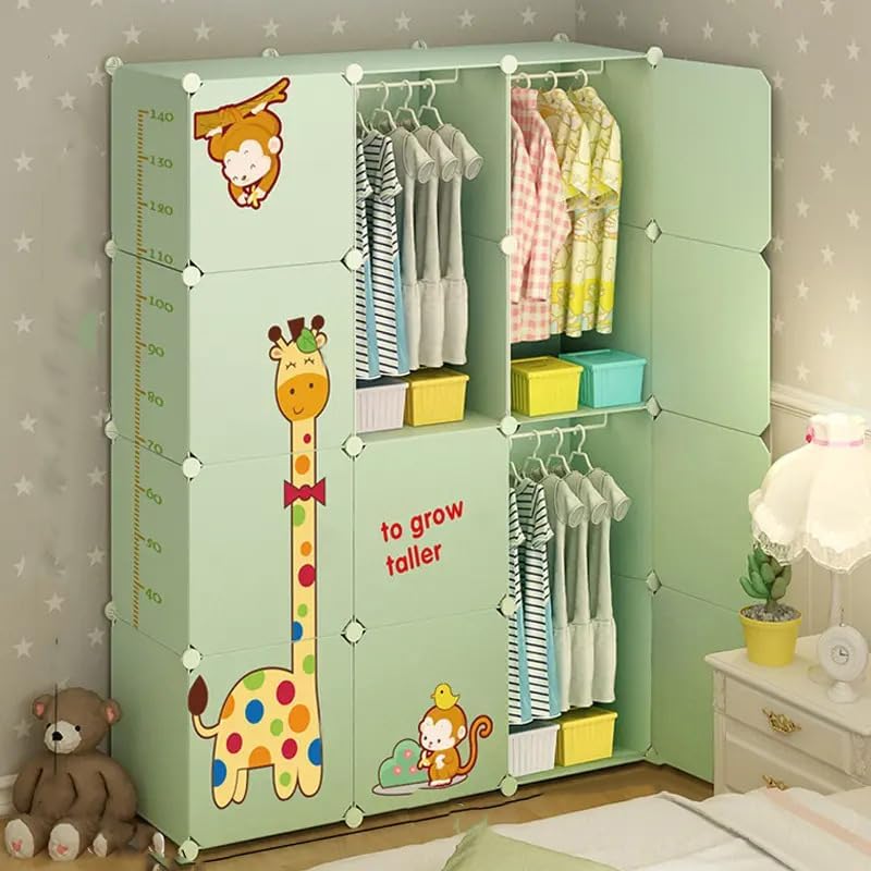 Evrum 12 Door Kids Plastic Wardrobe For Clothes, Foldable Plastic Almirah For Clothes, Collapsible Wardrobe For Storage, Baby Cu