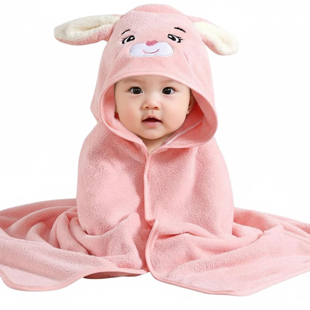 Kelexx New One Baby Hooded Bath Towel Set with Cute Ears, Ultra Soft Absorbent Baby Towel for Newborn Boys & Girls, Gentle Skin 