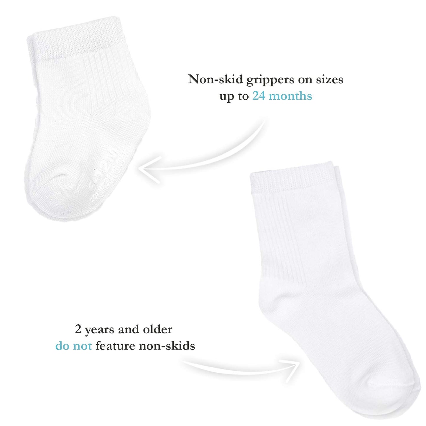Fruit Of The Loom Baby 14-Pack Grow & Fit Flex Zones Cotton Stretch Socks - Unisex, Girls, Boys (2-4 Years, White)