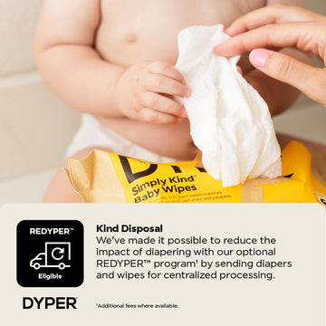 Dyper Baby Wipes | 99% Water | 100% Plant-Based | Hypoallergenic For Sensitive Skin | Fragrance Free | Plastic-Free | 12 Pack, 7
