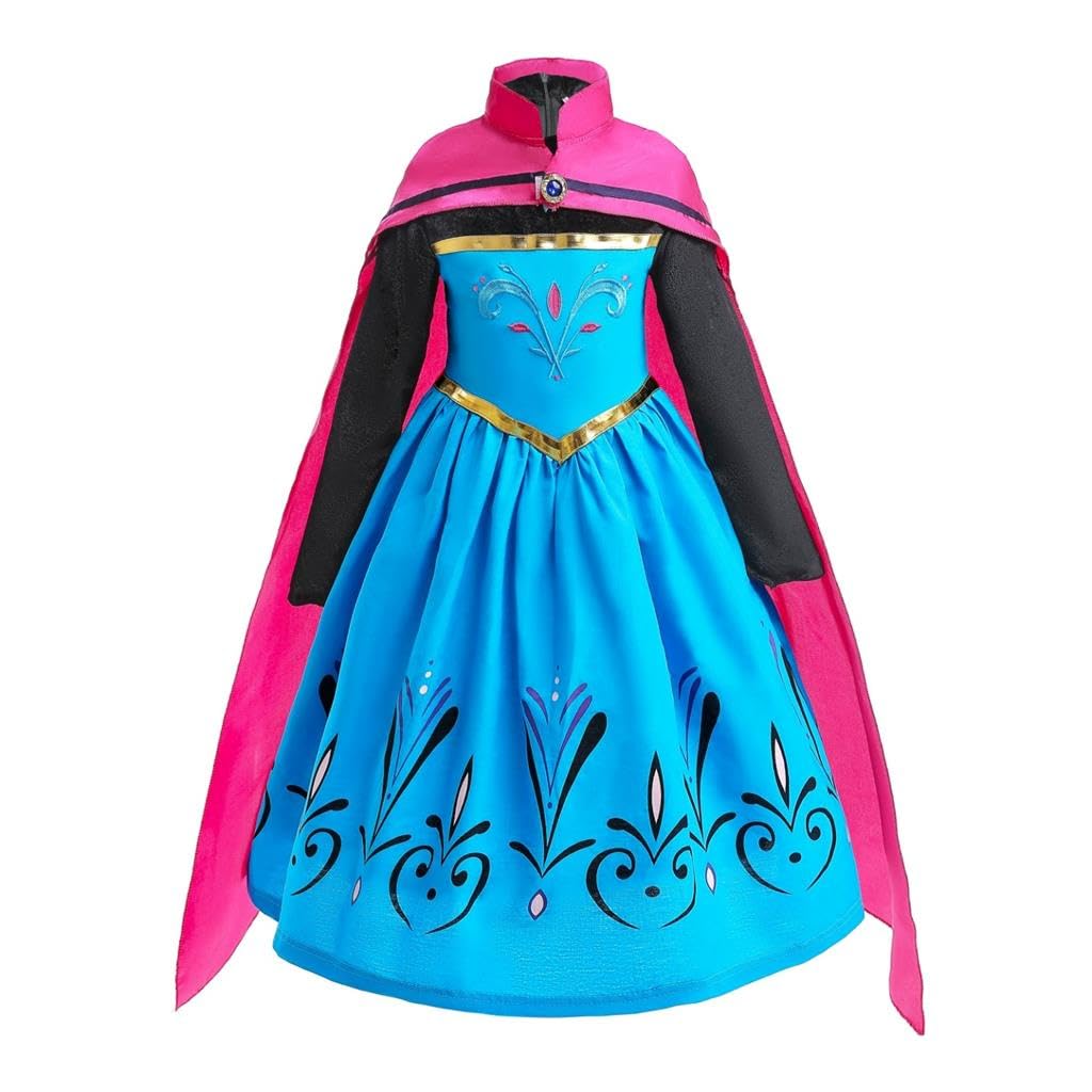 Dressy Daisy Little Girls Ice Princess Snow Queen Coronation Dress Up Costume with Cape Halloween Christmas Party Outfit Size 6X