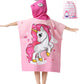 Athaelay Soft Swim Cover-Ups For 3 To 10 Years Old Kids Big Girls' Pink Unicorn Hooded Bath Beach Poncho Towel With Drawstring B