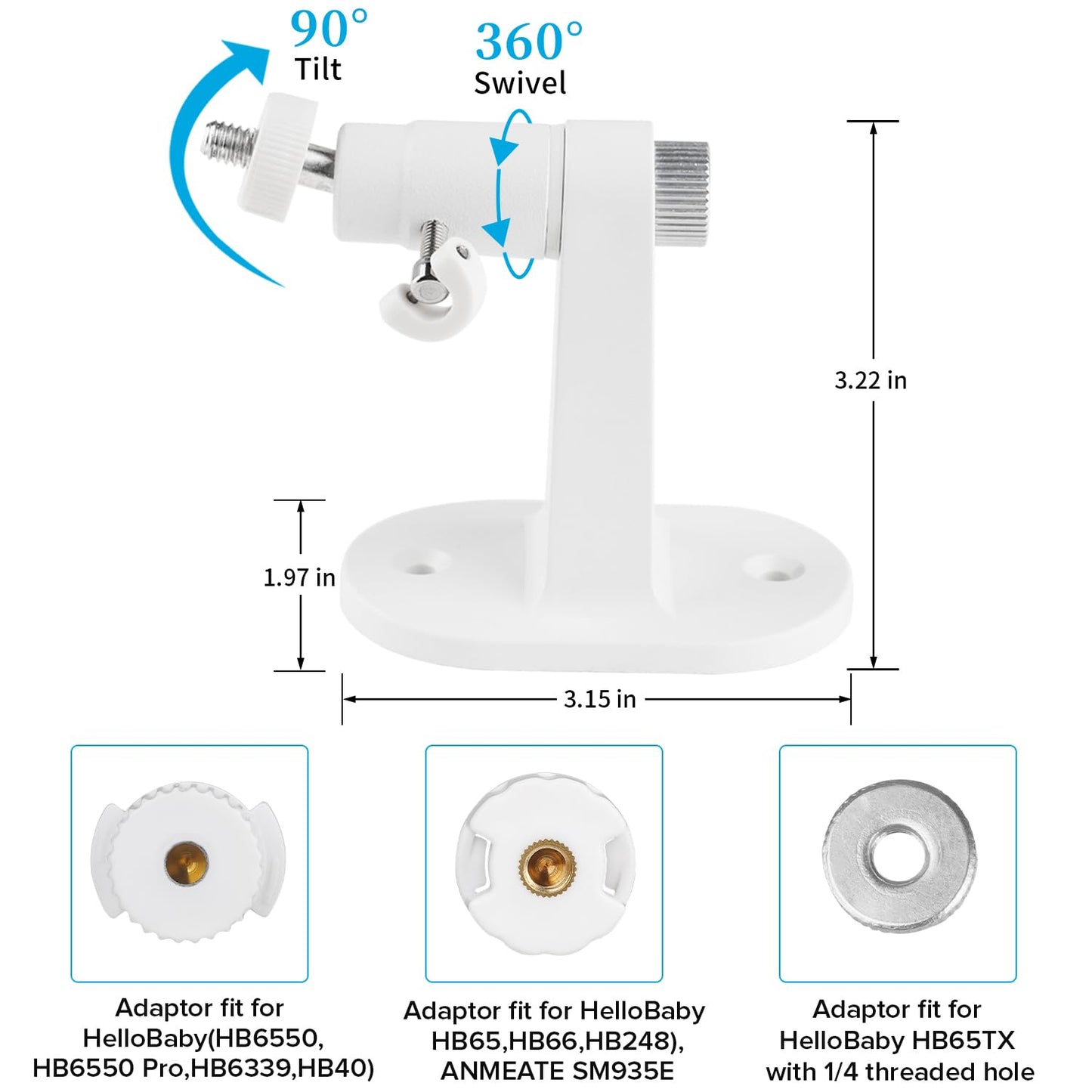 Wochel Adjustable Baby Monitor Mount For Hellobaby Hb65/Hb40/Hb6550/Hb66/Hb6339/Hb6550 Pro, Anmeate Sm935E, Universal Baby Monit
