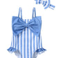 Mioglrie Toddler Girl Swimsuit 5T Bathing Suit Girls Blue Ruffle Stripe Summer Beach One Piece Swimwear For Baby Girls Swim Suit