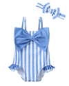 Mioglrie Toddler Baby 4T Swimsuit Girl 5T Bathing Suit Girls One Piece Swimwear Blue Ruffle Stripe Summer Beach Swim Suit