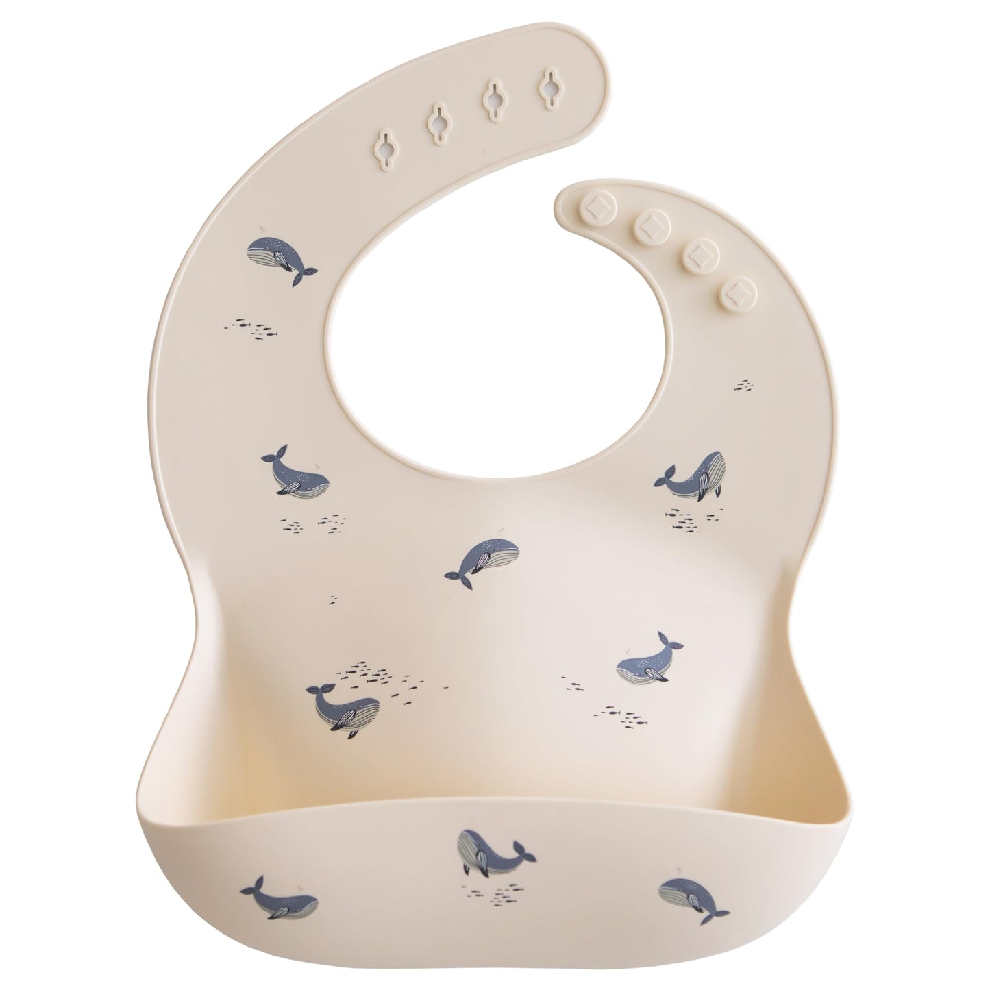 Mushie Silicone Baby Bib | Adjustable Fit Waterproof Bibs (Whales)
