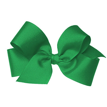 Wee Ones Girls' Classic Grosgrain Hair Bows On A Weestay No-Slip Hair Clip, Handmade, Medium Sized Bow, Green