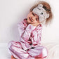 Toddler Baby Kids Satin Pajamas Set, Long Sleeve Button-Down Sleepwear Pjs For Girls (5T, A-Pink)