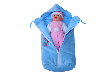 Popular Babys Sleeping and Carry Bag Wash Cloth for New Born 100% Cotton/Reusable Extra Soft/New Born Baby Bedding (Blue)