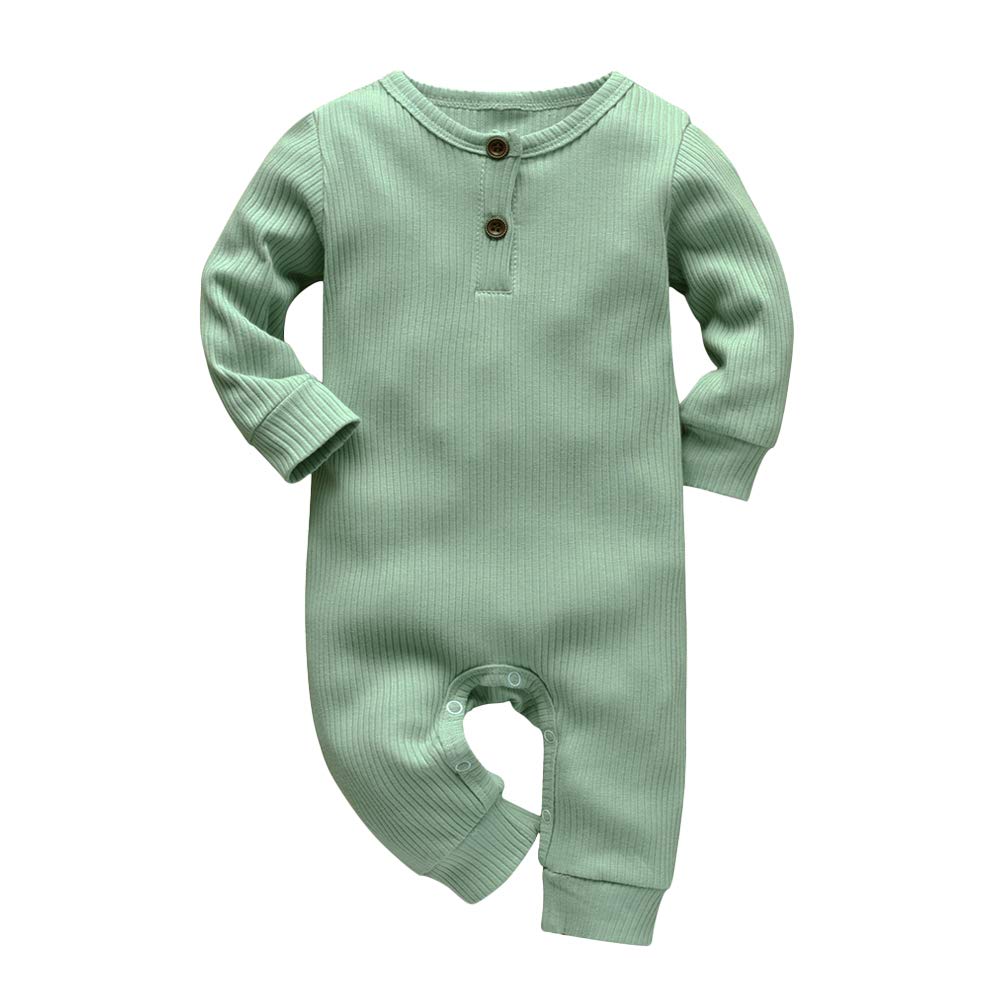 Eghunooy Baby Boy Girl Solid Color One Piece Romper Jumpsuit Outfits Clothes (0-3 Months) Light Green