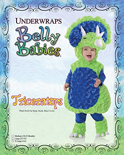 Underwraps Toddlers Triceratops Belly Babies Costume, Green/Blue, Large (2-4T)