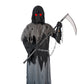 Grim Reaper Halloween Costume With Glowing Red Eyes For Kids, Scythe Included(Gray,Large)