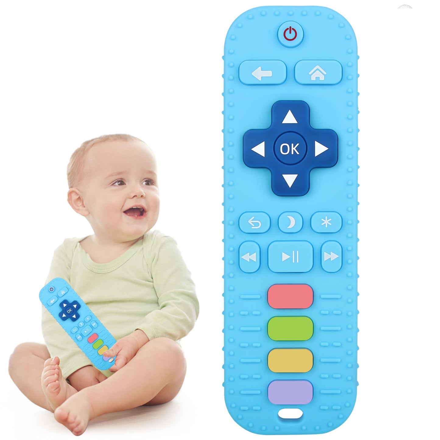 Chuya Remote Teethers Silicone Baby Teething Toys, TV Remote Teether for 3-6-12-18 Months Babies Infant Toddlers Teething Relief
