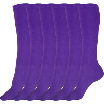 Judanzy 3 Pairs Of Boys And Girls Solid Knee High Uniform Socks For School, Soccer, Football, Afo Etc. (2-4 Years, Purple)