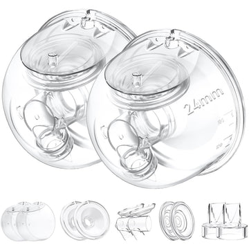 Two Full Milk Collector Cup Sets with 24mm Flange Compatible with Momcozy S12 Pro/S9 Pro Breast Pump, NOT for S9/S12, Replacemen