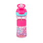 Nuby Thirsty Kids No Spill Flip-It Reflex Travel Cup With Soft Silicone Spout, 12 Oz, Pink Leopard