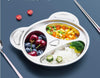 Happy Hues Stainless Steel Divided Meal Plate Tray3 Compartments Dinner Dish For Baby Toddler Kids Eating Food Bear Shaped