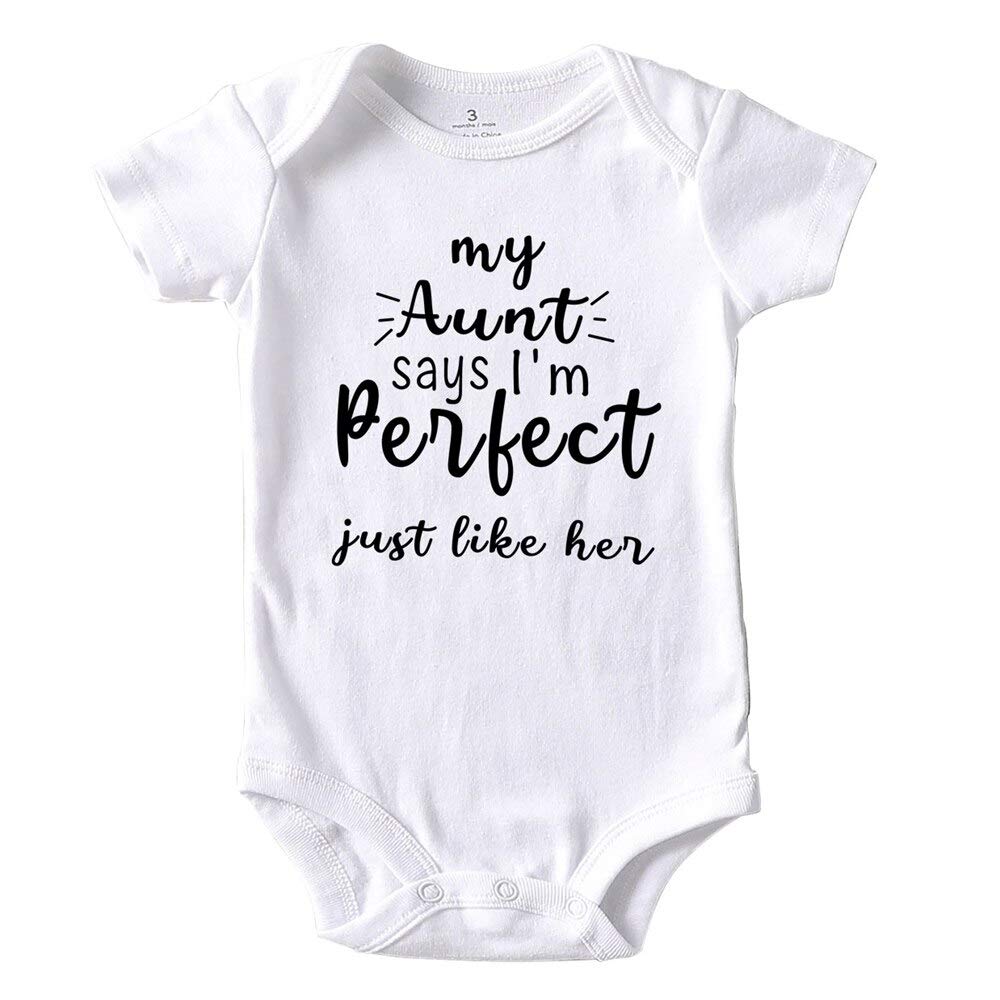Azzwnee Like Aunt Perfect Baby Boy Clothes Unisex Funny Baby Girl Baby Bodysuit White 0-3 Months