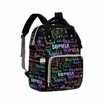 Artsadd Personalized Nappy Bag Large Capacity Baby Diaper Bags, Customized Text Daypack Custom Monogrammed Diaper Backpack For D
