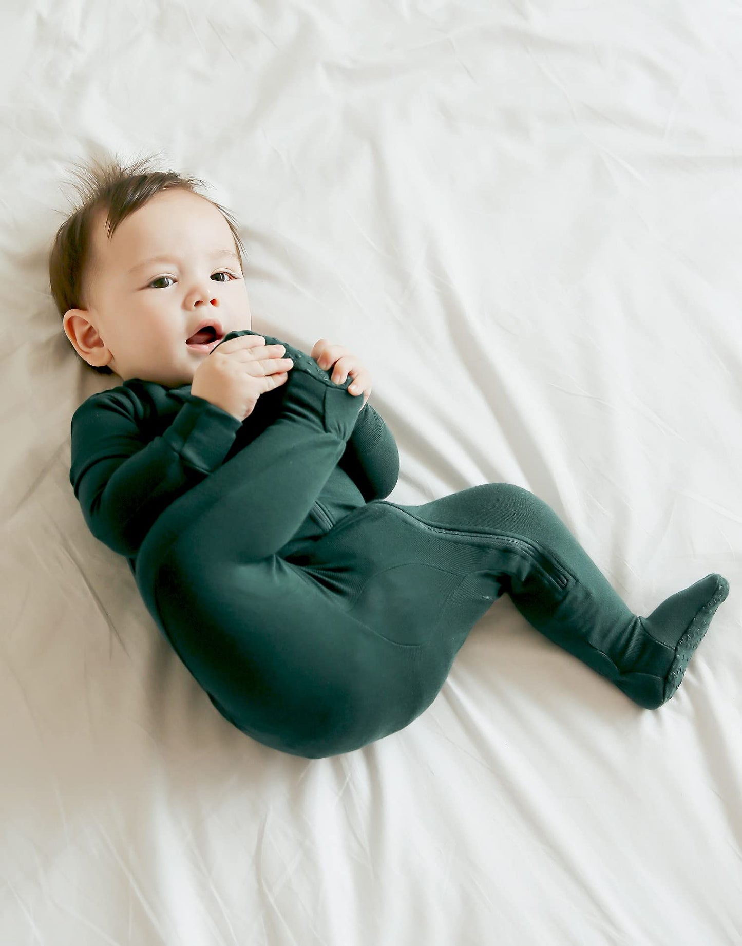Vaenait Baby Toddler Boys Girls Solid Fotie Pajama Cozy Modal Green 24M