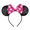 Razko Iridescent Rose Gold And Silver Blue Rainbow Ears Headband, One Size Fits All (Polka Dot-Rose Red)