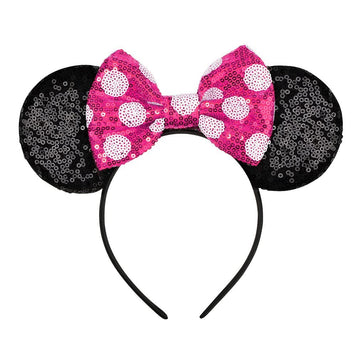 Razko Iridescent Rose Gold And Silver Blue Rainbow Ears Headband, One Size Fits All (Polka Dot-Rose Red)
