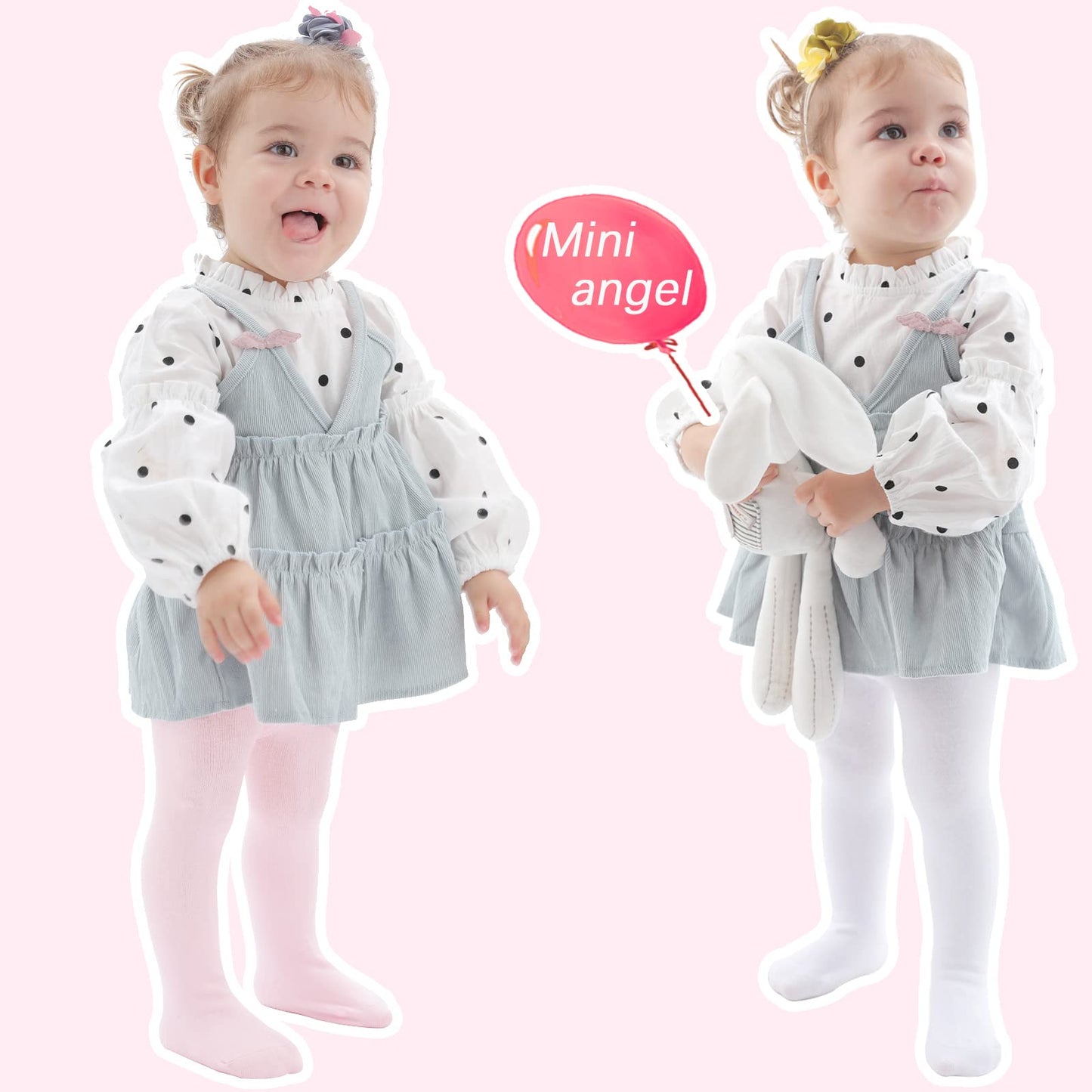 Mini Angel Baby Girl Tights Non Slip Baby Tights Warm Cotton Leggings 2-4 Years Seamless Pantyhose Non-Skid Grip For Toddler 2 P