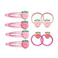 Strawberry Snap Clips Baby Girls Fruit Hair Bow Clips Strawberry Hair Ring Tie BBW24 (Set-D)