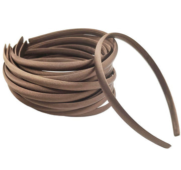 Hixixi 20Pcs Pack Girls/Women Diy Satin Fabric Covered Ribbon Headbands Hairband (20Pcs Brown Color)