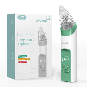 Grownsy Nasal Aspirator For Baby, Electric Nose Aspirator For Toddler, Baby Nose Sucker, Automatic Nose Cleaner With 3 Silicone