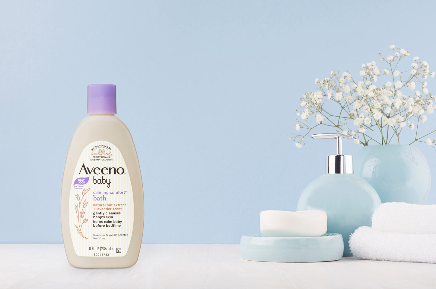 Aveeno Baby Calming Comfort Bath With Relaxing Lavender & Vanilla Scents, Hypoallergenic & Tear-Free Formula, Paraben- & Phthala