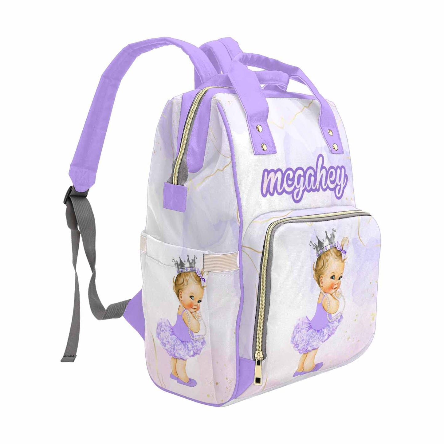 M Yescustom Personalized Diaper Bag With Name, Custom American Cute Baby Princess With Crown Waterproof Nylon Mommy Nursing Dayp