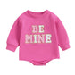 Socutebabe Baby Girl Boy Valentines Day Outfit Cute Heart Sweatshirts Bubble Romper Onesie Valentines Day Toddler Clothes (Be Mi