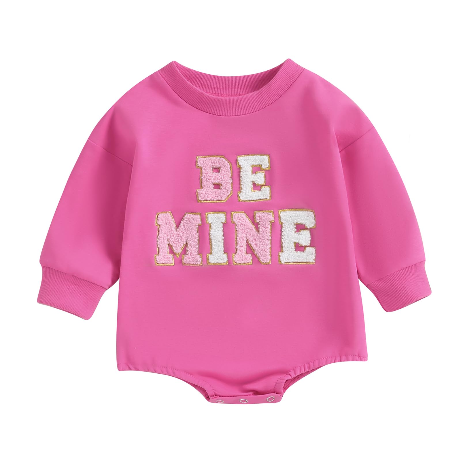 Socutebabe Baby Girl Boy Valentines Day Outfit Cute Heart Sweatshirts Bubble Romper Onesie Valentines Day Toddler Clothes (Be Mi