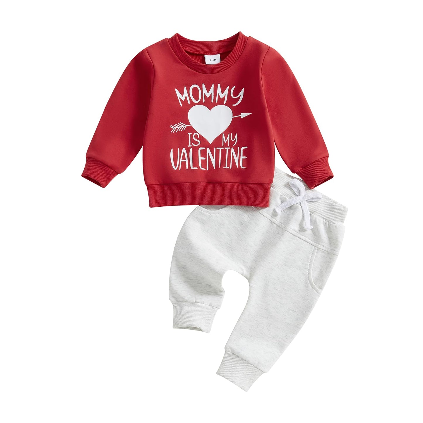 Coorally Toddlers Two-Piece Valentine'S Day Outfits Baby Boy Girl Long-Sleeve Crewneck Printed Sweatshirt And Pants Sets (Red Wh