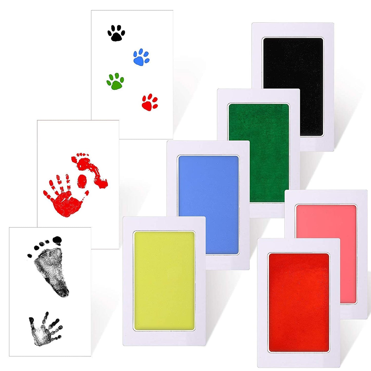 Outus 18 Pieces Baby Inkless Handprint And Footprint Kit 6 Safe Hand And Foot Ink Pad Clean Touch Dog Paw Print Stamp Kit And 12