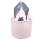 Easter Baskets Seersucker Easter Bunny Bag Bucket For Easter Egg Hunt Bunny Ears Design (Pink)
