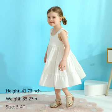 Younger Tree Toddler Girl Outfits Baby Ruffled Sleeveless Princess Dresses Tutu Skirt Summer Sleeveless Smocking Casual Dress(5-