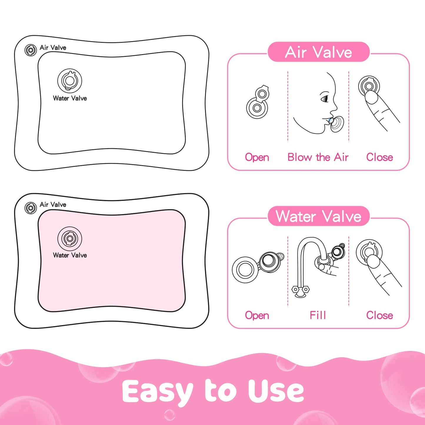 Yeeeasy Tummy Time Water Mat For Girl, Baby Girl Toys For 0, 3, 6, 9, 12 Months, Baby Girl Gifts, Develop Sensory Toys Kids' Ind